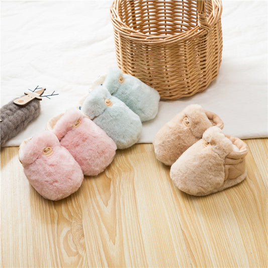 Newborn Baby Solid Color Plush Warm Shoes Outfits In Autumn & Winter