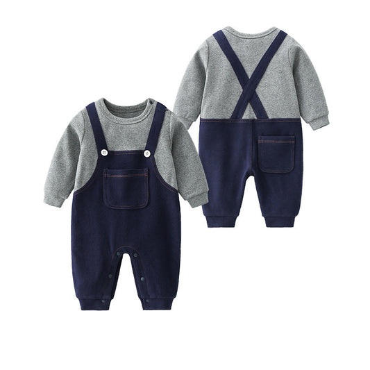 Baby Boy False 1-Piece Overall Design Gentleman Fashion Romper