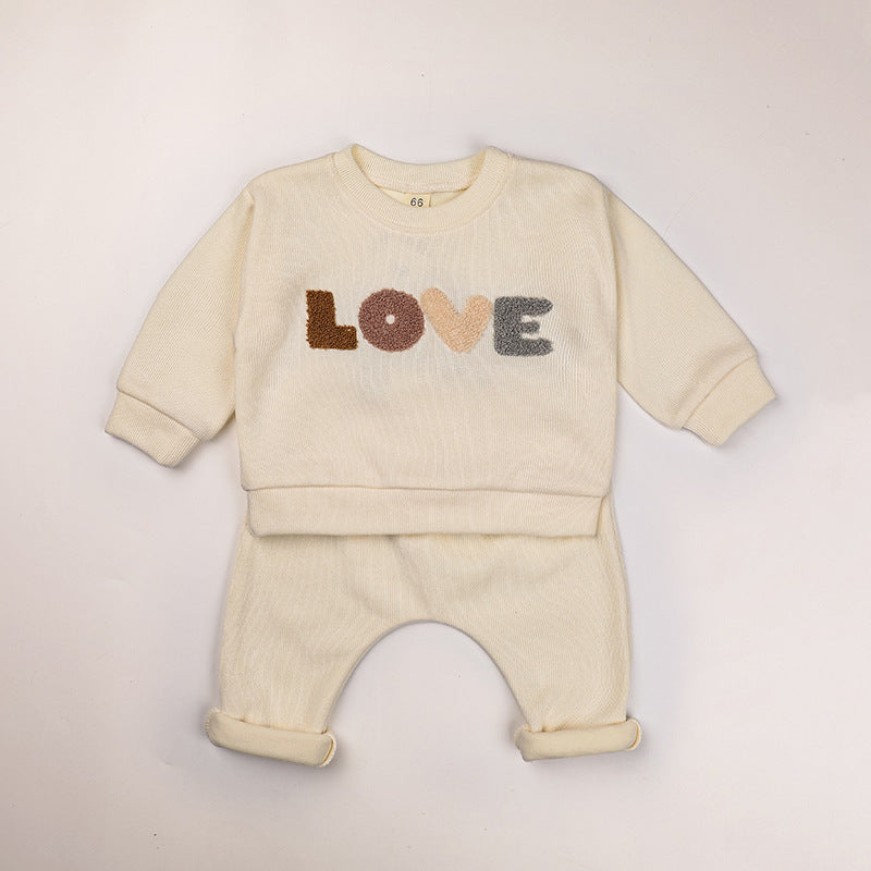 Baby LOVE Graphic Hoodies Combo Pants Kids Valentine’s Day Sets