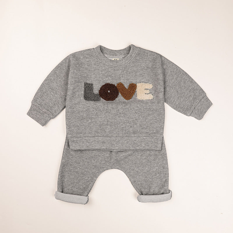 Baby LOVE Graphic Hoodies Combo Pants Kids Valentine’s Day Sets