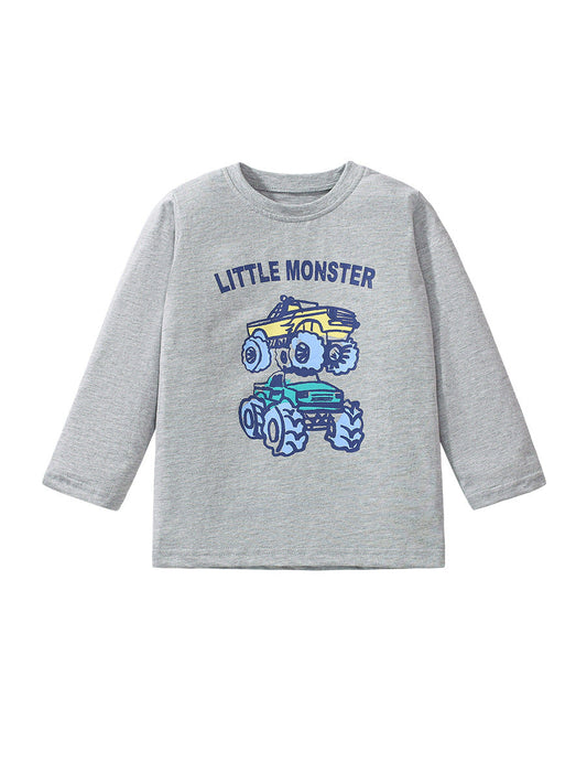 Arrival Autumn Kids’ Vehicles Cartoon Pattern Long Sleeves T-Shirt In European And American Style For Summer