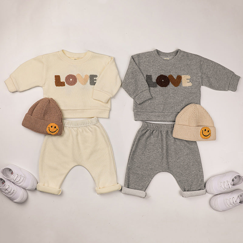 Baby LOVE Graphic Hoodies Combo Pants Kids Valentine’s Day Sets