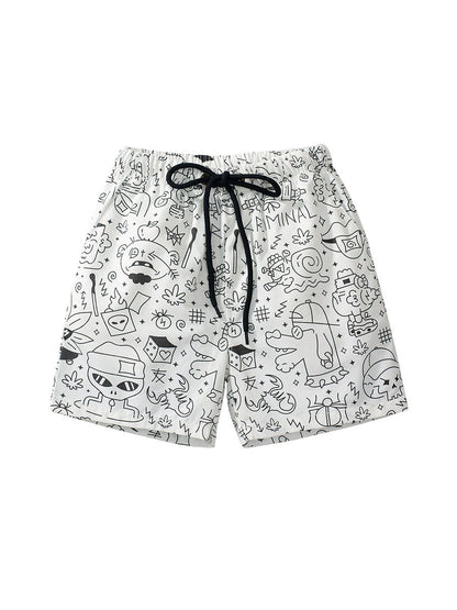 Boys Stylish Doodle Print Casual Shorts