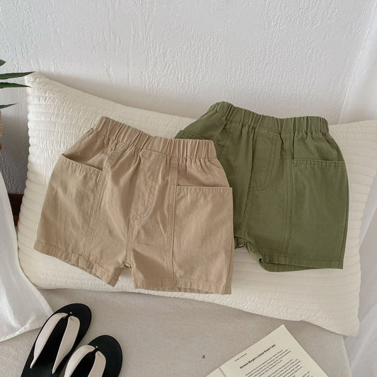 Summer New Arrival Boys Versatile Casual Solid Color Utility Shorts