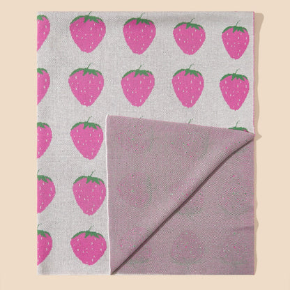 New Arrival Knitted Baby Blanket With Simple Fruits Pattern: New Collection For All Seasons