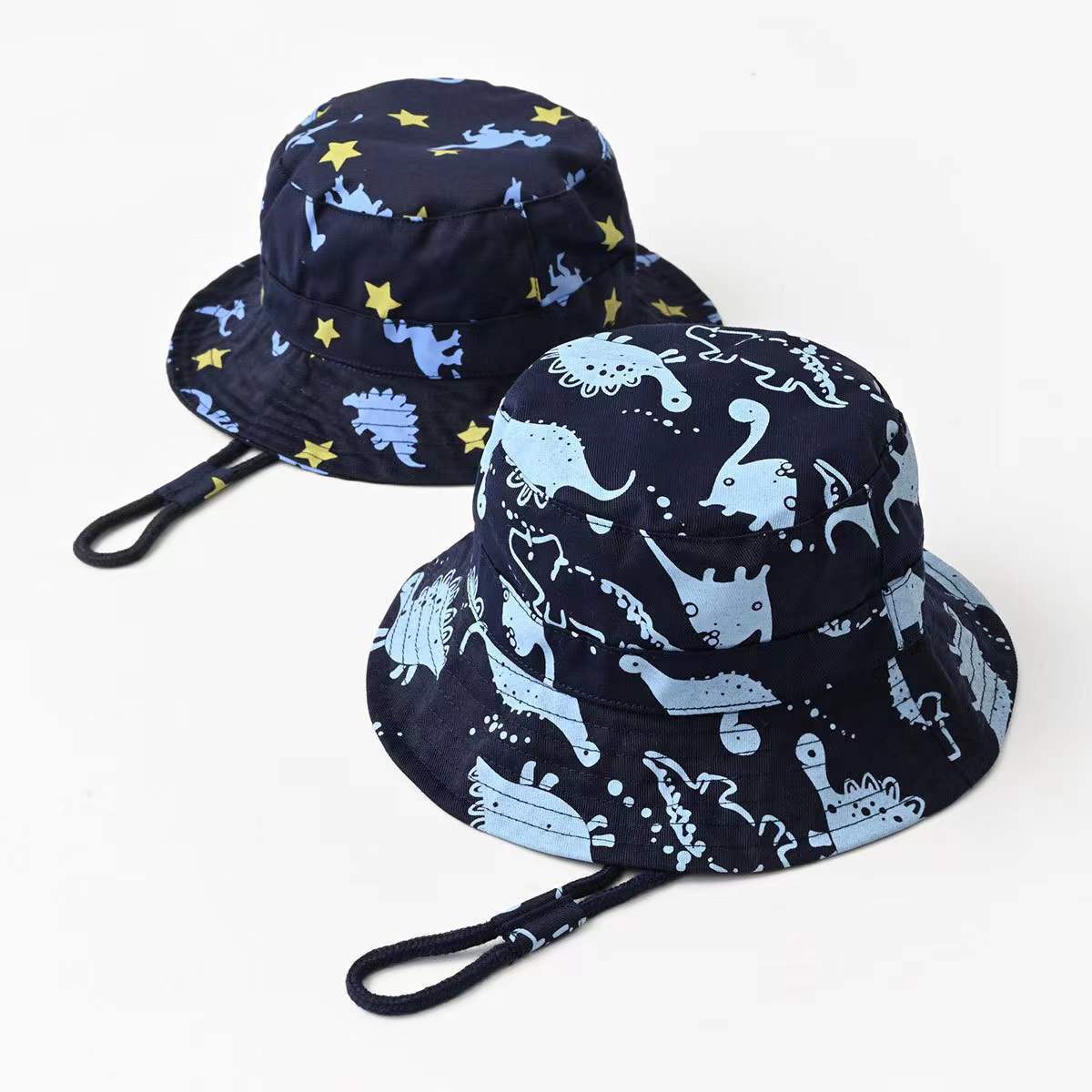 Baby Boy Cartoon Dinosaur Print Pattern Large Brim Bowl Hats Bucket Hats