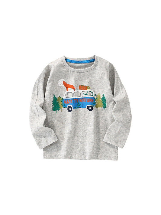 Infant Baby Boy Cartoon Pattern Crewneck Casual Shirts